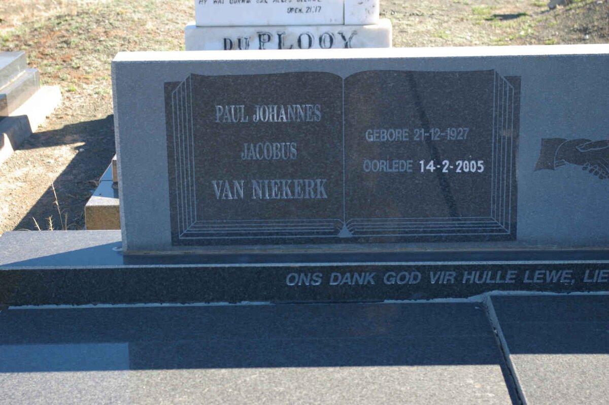NIEKERK Paul Johannes Jacobus, van 1927-2005