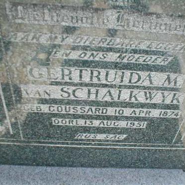 SCHALKWYK Gertruida M., van nee GOUSSARD 1874-1951