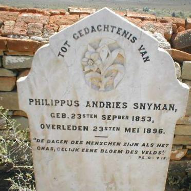 SNYMAN Philippus Andries 1853-1896