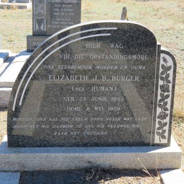 BURGER Elizabeth J.B. nee HUMAN 1892-1959