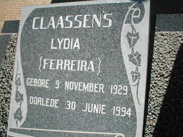 CLAASSENS Lydia nee FERREIRA 1929-1994
