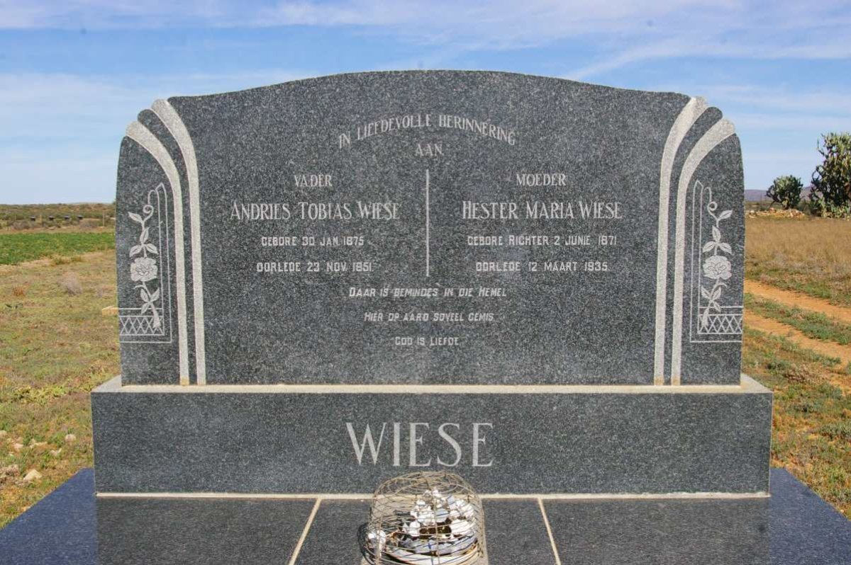 WIESE Andries Tobias 1875-1951 Hester Maria nee RICHTER 1871-1935