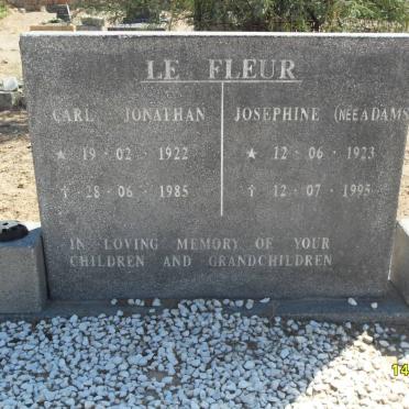 FLEUR Carl Jonathan, Le 1922-1985 &amp; Josephine ADAMS 1923-1995