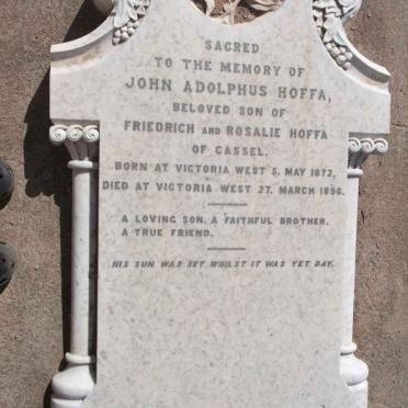 HOFFA John Adolphus 1872-1896