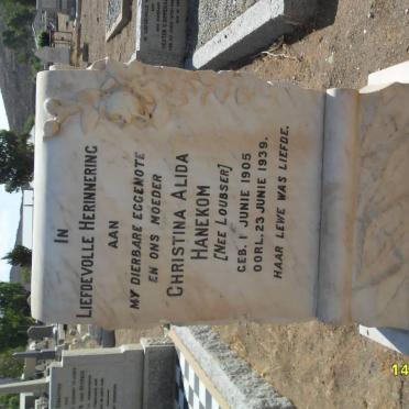 HANEKOM Christina Alida nee LOUBSER 1905-1939