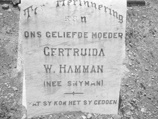 HAMMAN Gertruida W. nee SNYMAN