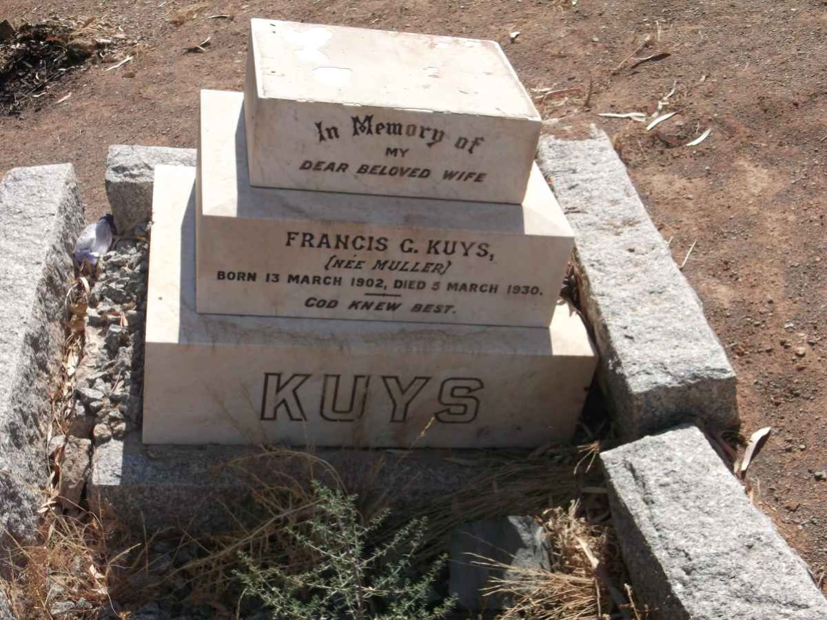 KUYS Francis G. nee MULLER 1902-1930