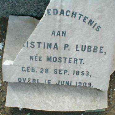 LUBBE [Chr]istina P. nee MOSTERT 1853-1909