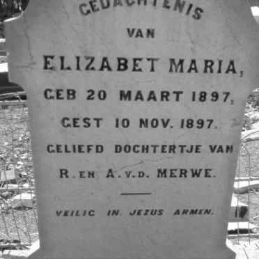 MERWE Elizabet Maria, van der 1897-1897