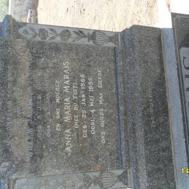 MARAIS Willem Jacobus 1860-1910 &amp; Anna Maria DU TOIT 1869-1955