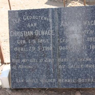 OLWAGE Christiaan 1861-1910 &amp; Anna LOOTS 1865-1897