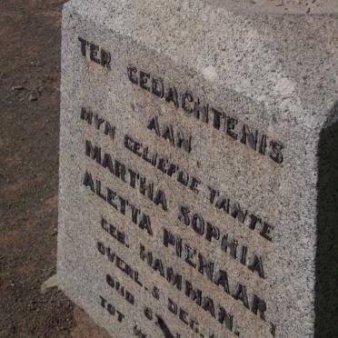 PIENAAR Martha Sophia Aletta nee HAMMAN -1912 