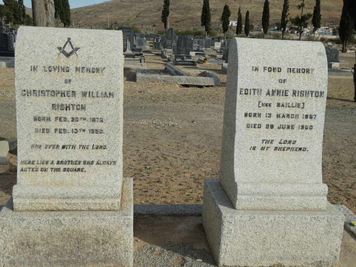 RISHTON Christopher William 1872-1950 &amp; Edith Annie BAILLIE 1867-1960