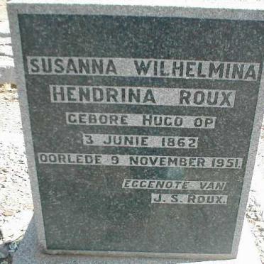 ROUX Susanna Wilhelmina Hendrina nee HUGO 1862-1951