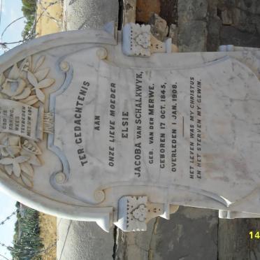 SCHALKWYK Elsie Jacoba, van nee VAN DER MERWE 1845-1908