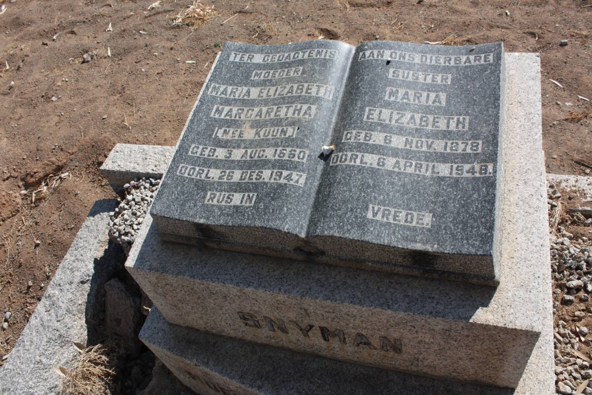 SNYMAN Maria Elizabeth Margaretha nee KUUN 1860-1947 :: SNYMAN Maria Elizabeth 1878-1948