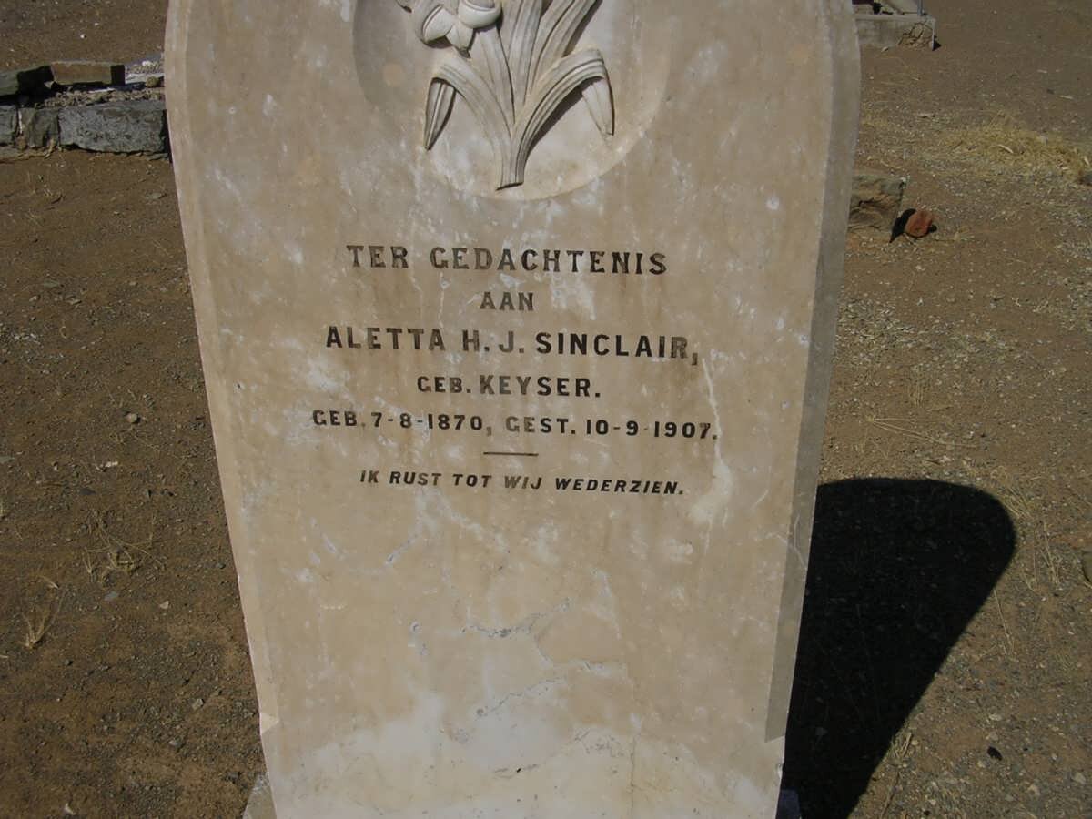 SINCLAIR Aletta H.J. nee KEYSER 1870-1907