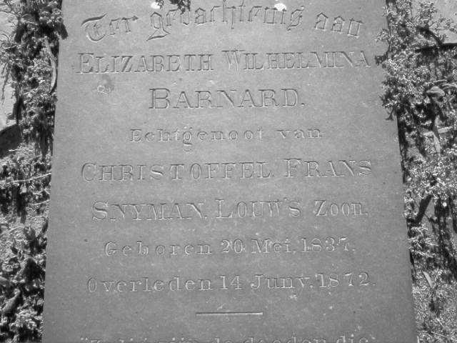 SNYMAN Elizabeth Wilhelmina geb. BARNARD 1837-1872