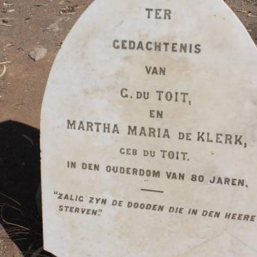 TOIT G., du :: DE KLERK Martha Maria nee DU TOIT