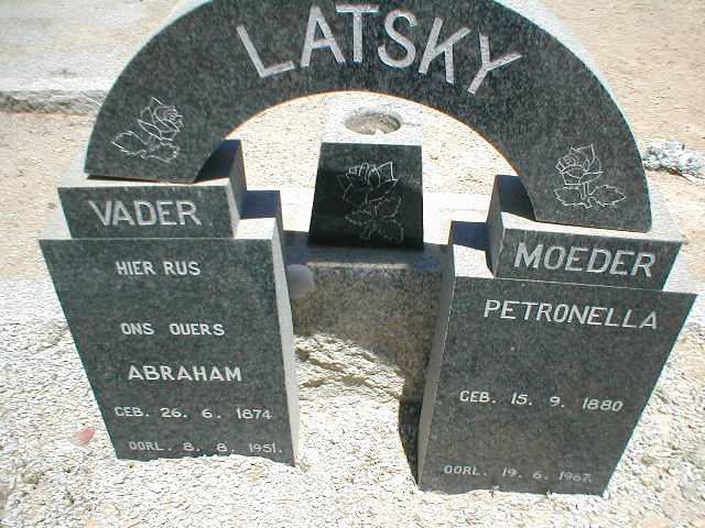 LATSKY Abraham 1874-1951 &amp; Petronella 1880-1967