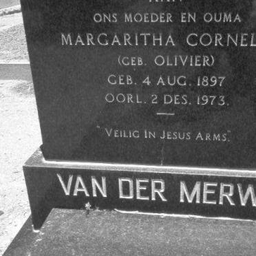 MERWE Margaritha Cornelia, van der nee OLIVIER 1897-1973