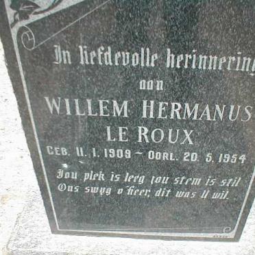ROUX Willem Hermanus, le 1909-1954