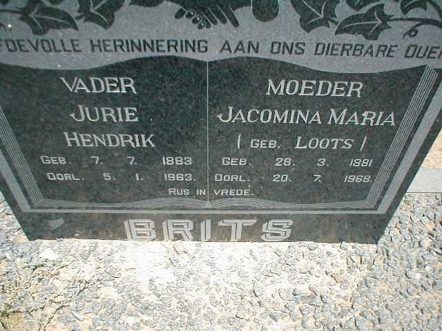 BRITS Jurie Hendrik 1883-1963 &amp; Jacomina Maria LOOTS 1881-1968