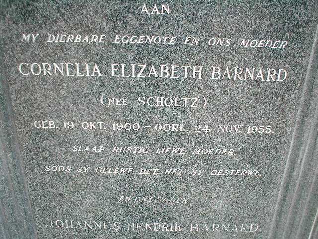 BARNARD Johannes Hendrik &amp; Cornelia Elizabeth SCHOLTZ 1900-1955