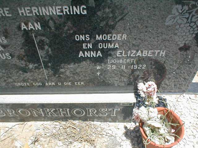 BRONKHORST Anna Elizabeth nee JOUBERT 1922-