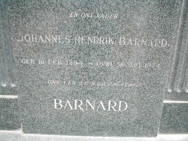 BARNARD Johannes Hendrik 1894-1974