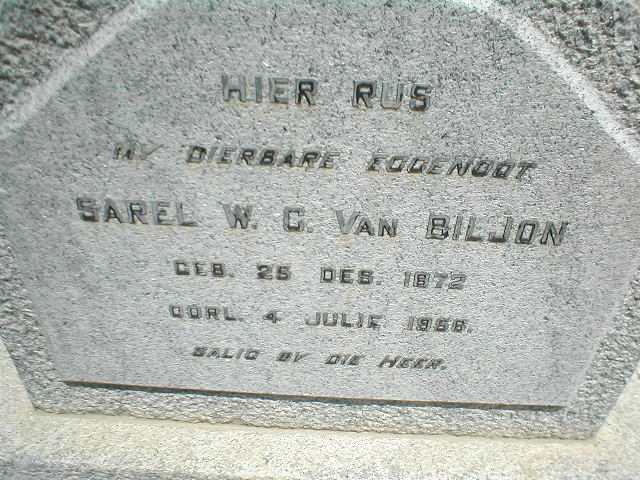 BILJON Sarel W.C, van 1872-1956