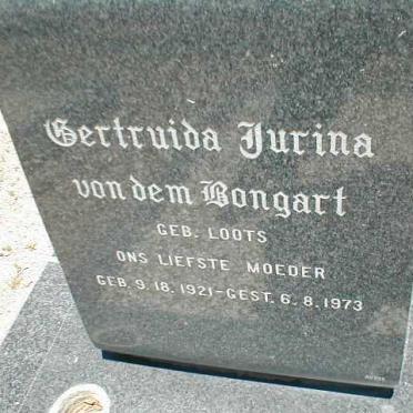 BONGART Gertruida Jurina, von dem nee LOOTS 1921-1973