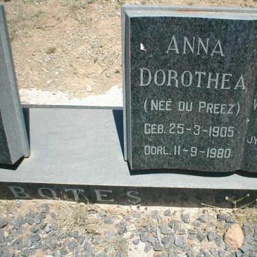 BOTES Anna Dorothea nee DU PREEZ 1905-1980