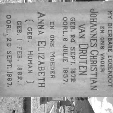DRUTEN Johannes Christian, van 1872-1937 &amp; Anna Elizabeth HUMAN 1882-1967