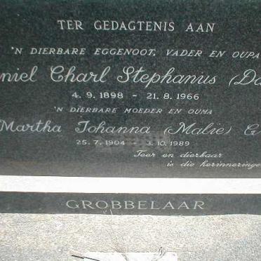 GROBBELAAR Daniel Charl Stephanus 1898-1966 &amp; Martha Johanna GRIB 1904-1989
