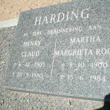 HARDING Henry Claud 1903-1980 &amp; Martha Margrieta ROOS 1900-1984