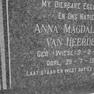 HEERDEN Anna Magdalena, nee WIESE 1910-1960