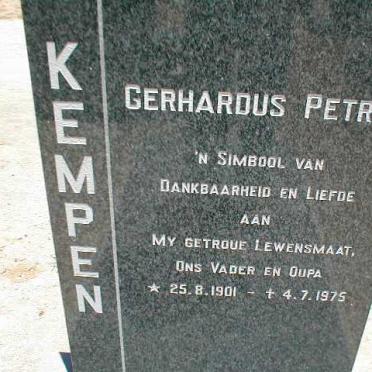 KEMPEN Gerhardus Petrus 1901-1975