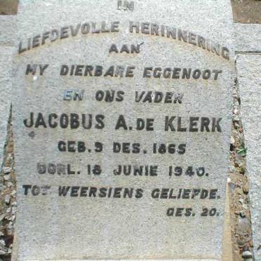 KLERK Jacobus A., de 1865-1940
