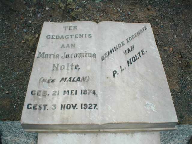 NOLTE Maria Jacomina nee MALAN 1874-1927