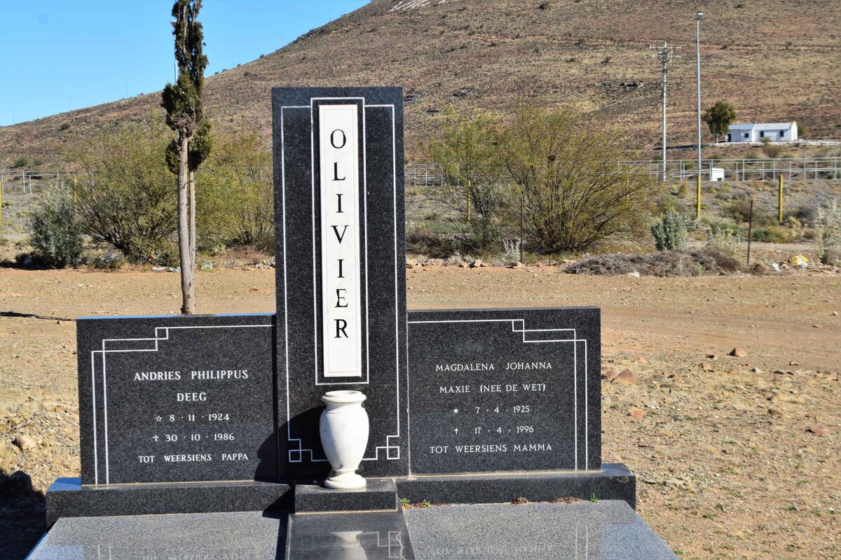 OLIVIER Andries Philippus Deeg 1924-1986 &amp; Magdalena Johanna Maxie DE WET 1925-1996