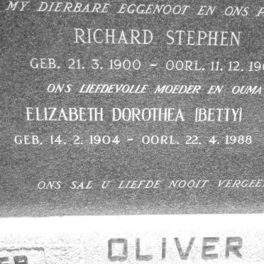 OLIVER Richard Stephen 1900–1964 &amp; Elizabeth Dorothea 1904-1988