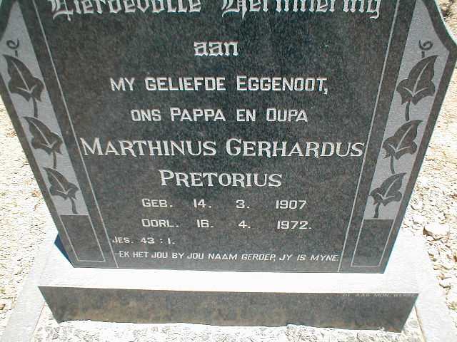 PRETORIUS Marthinus Gerhardus 1907-1972