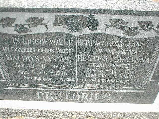 PRETORIUS Matthys, Van As 1875-1961 &amp; Hester Susanna VENTER 1885-1978
