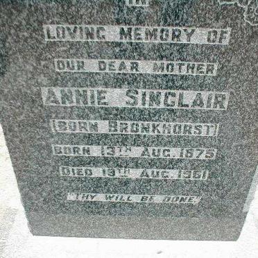 SINCLAIR Annie nee BRONKHORST 1875-1961