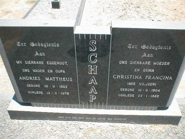 SCHAAP Andries Mattheus 1902-1975 &amp; Christina Francina VILJOEN 1904-1985