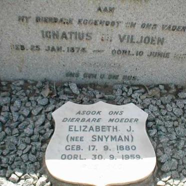 VILJOEN Ignatius 1874 - ???3 &amp; Elizabeth J. SNYMAN 1880- 1959