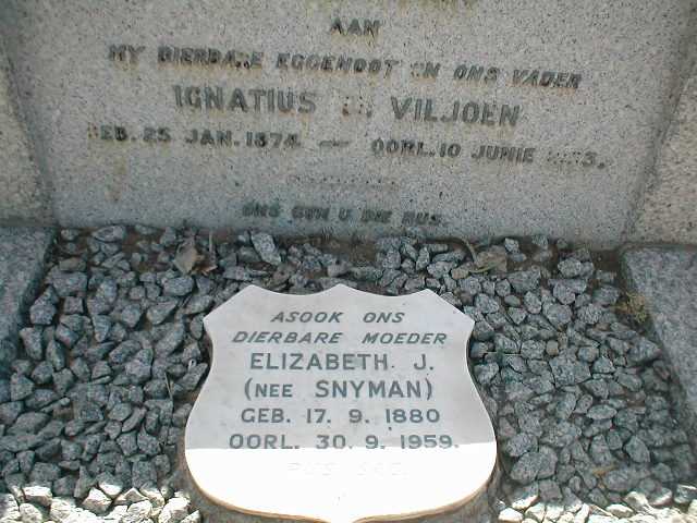 VILJOEN Ignatius 1874 - ???3 &amp; Elizabeth J. SNYMAN 1880- 1959