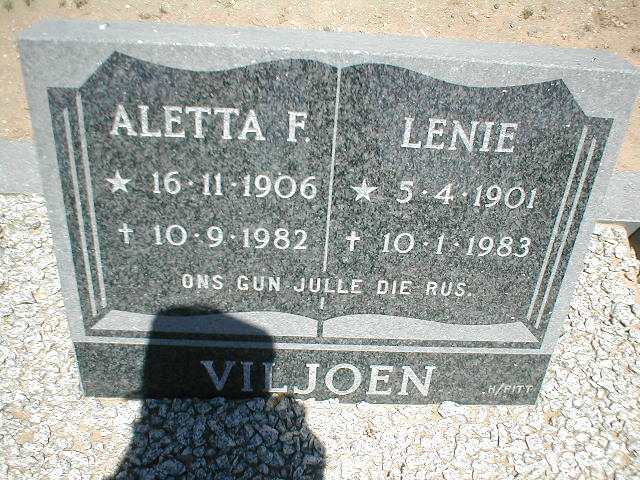 VILJOEN Aletta F 1906-1982, VILJOEN Lenie 1901-1983