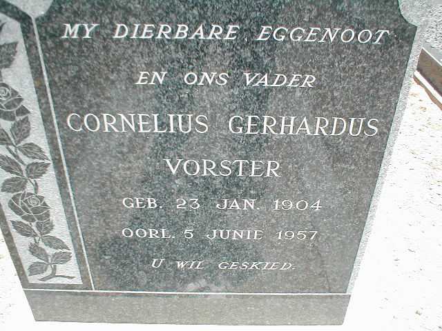 VORSTER Cornelius Gerhardus 1904-1957